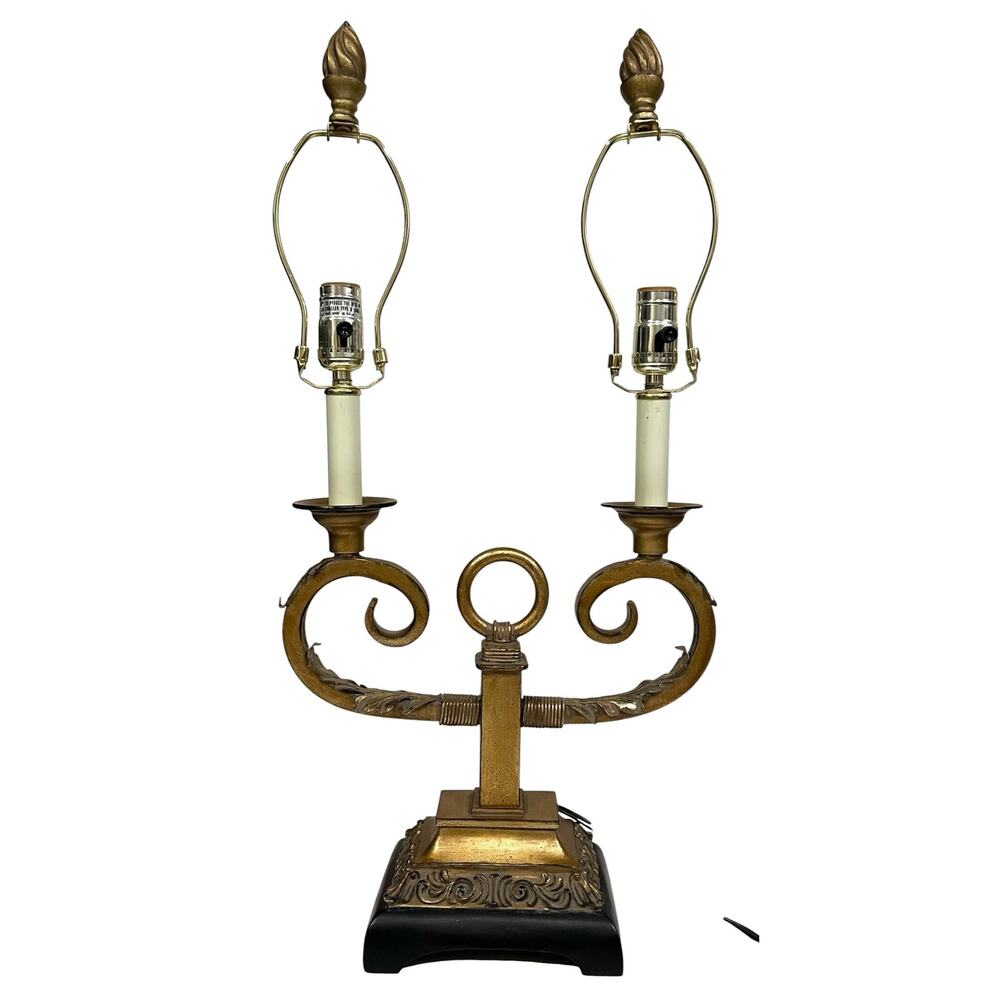 Vintage Hollywood Regency Brass Pineapple French Bouillotte Table Lamp Black